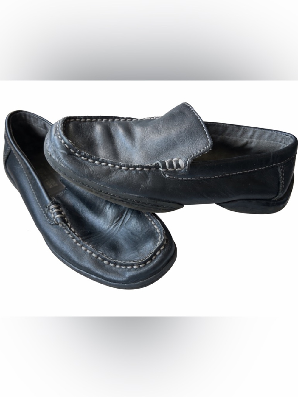 Kenneth Cole Reaction Black Leather Slip-On Loafers Boys Shoes Size 1